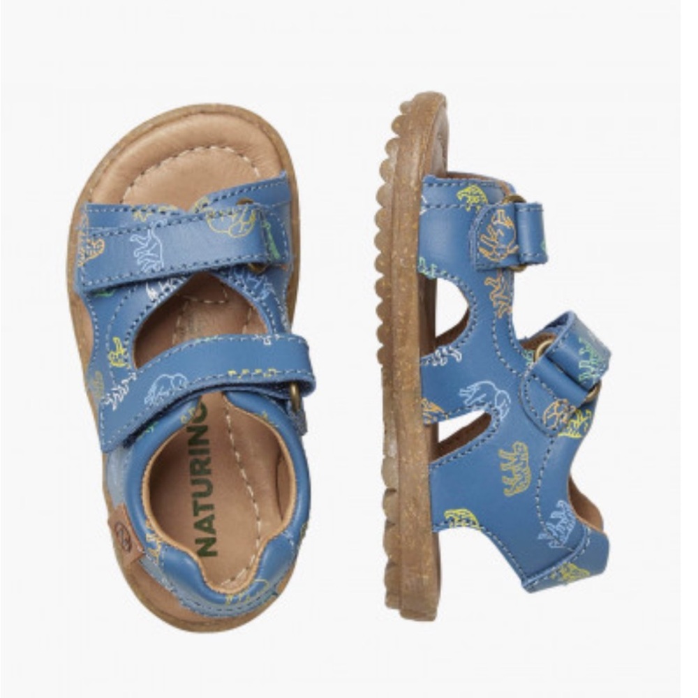 NWT NATURINO SKY Leather sandals Blue with Animals Print - Picture 4 of 15